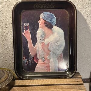 Coca-Cola Tray with Elegant Lady in Blue and White 1920 Reproduction